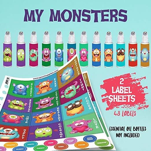 Monster Roller Bottle Labels for Kids | The Ultimate Guide to Essential Oil Accessories