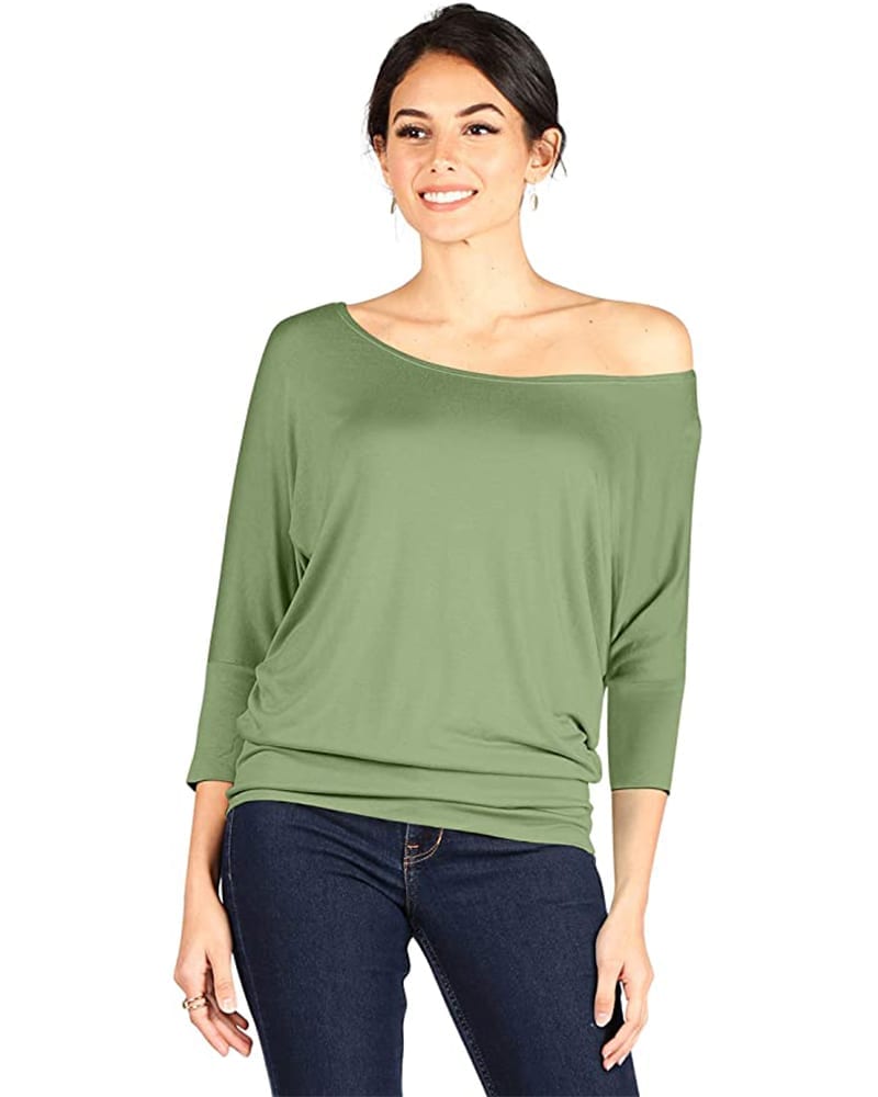 Stretchy off-the-should long sleeve top | Comfy Work From Home Wardrobe Essentials | The Basic Housewife