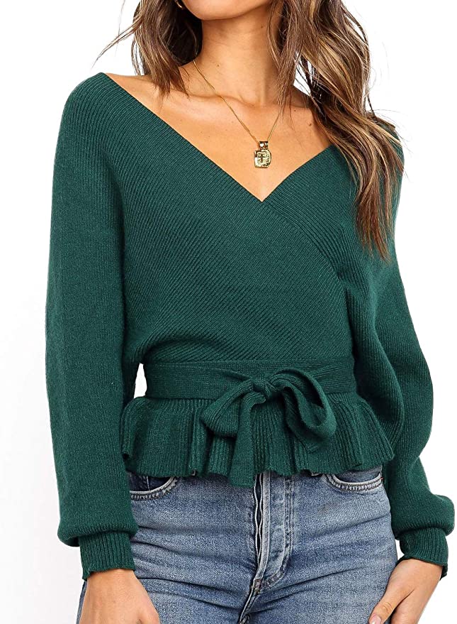 Off-Shoulder Ruffle Hem Sweater | The Best Fall Sweaters Available on Prime Wardrobe