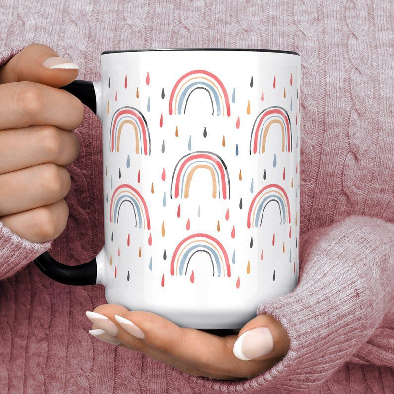 Pastel Rainbow Coffee Mug | 25+ Small Gift Ideas for Friends Under $25 | Basic Housewife