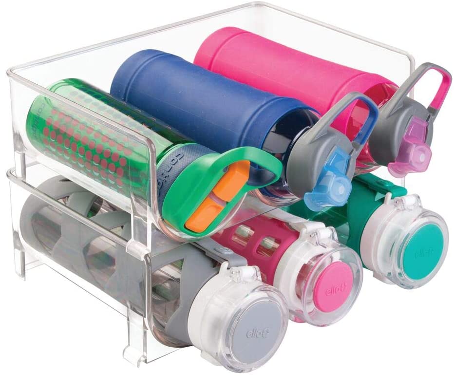 Water bottle storage rack.