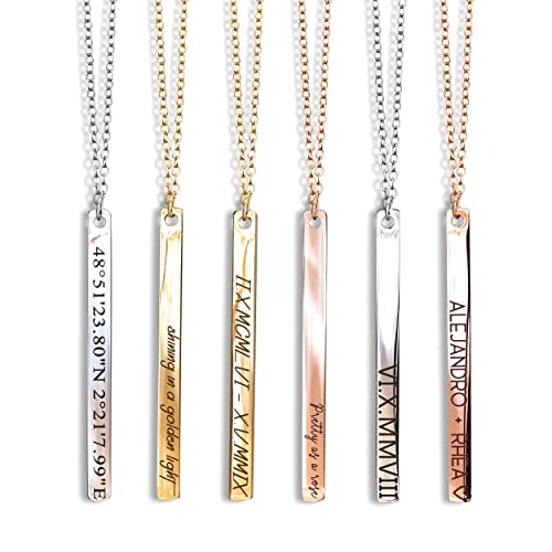 Personalized Vertical Bar Necklace | Romantic Gift Ideas To Give Your Partner | Basic Housewife