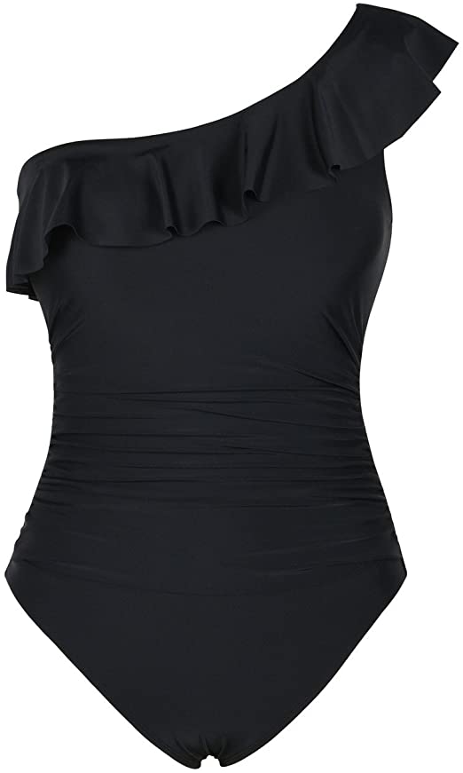 Asymmetric Ruffle Monokini | One Piece Swimsuits on Amazon | Basic Housewife