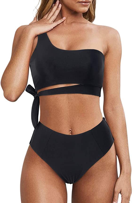 One Shoulder High Cut Bikini | Two Piece Swimsuits on Amazon | Basic Housewife