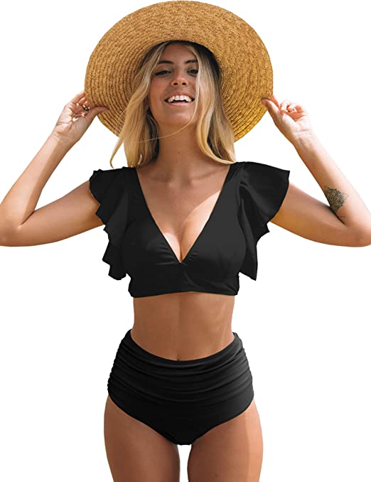 Ruffle High-Waisted Two Piece | Two Piece Swimsuits on Amazon | Basic Housewife