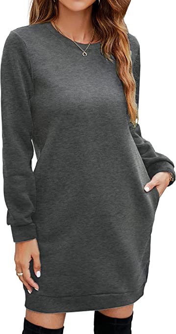 Pullover Sweatshirt Dress | 20+ Cute and Casual Dresses for Winter on Amazon | BasicHousewife.com